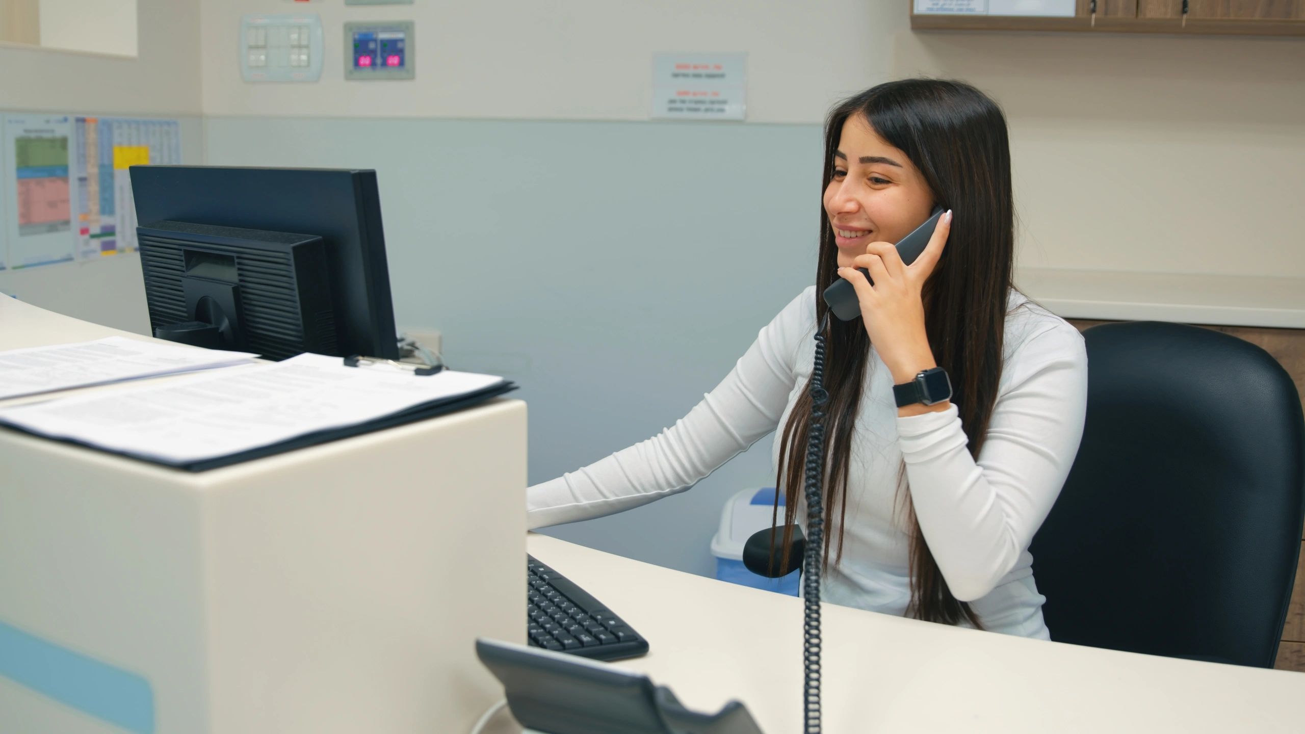 Customer support representative assisting with an enquiry
