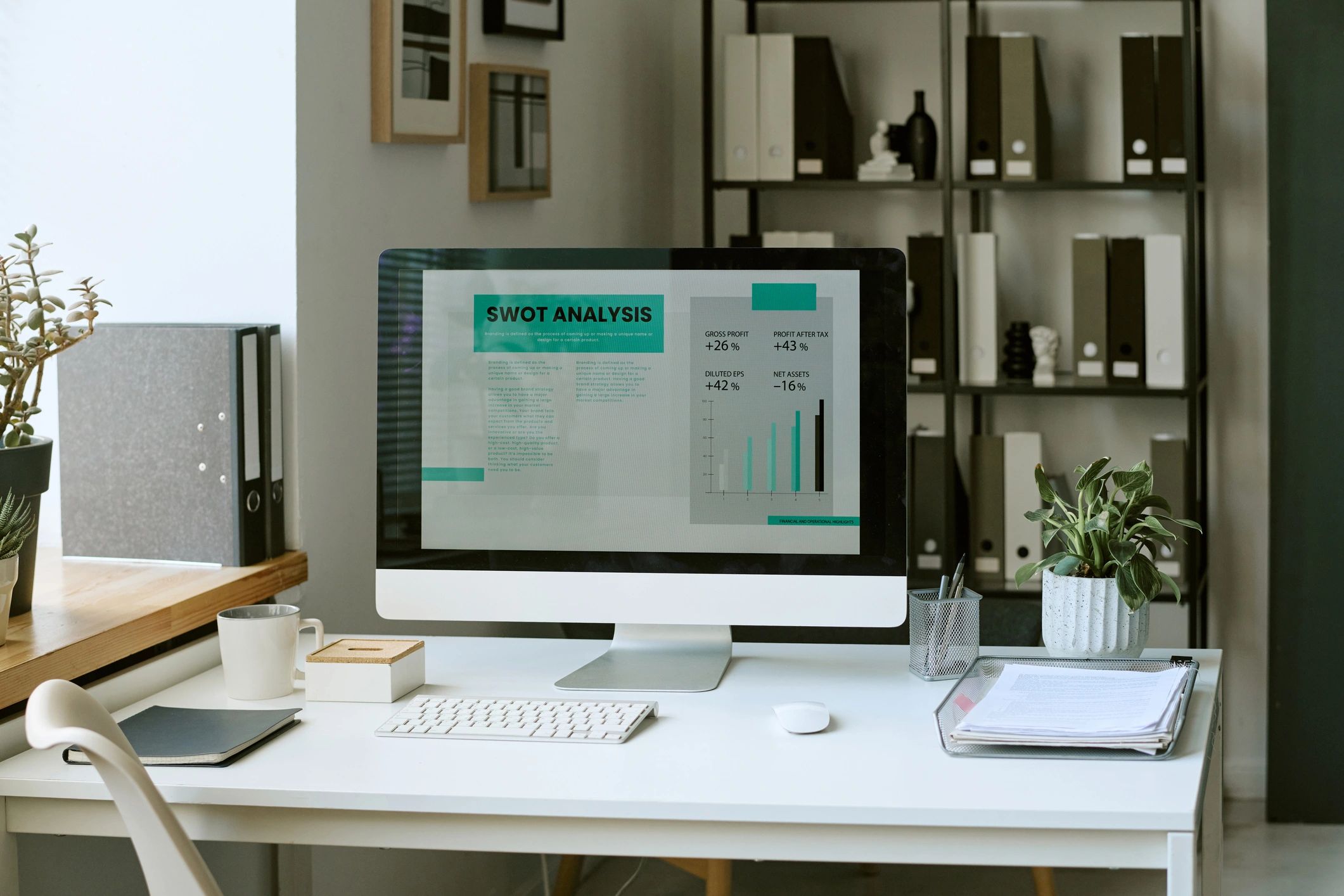 Business planning screen on a modern office desk