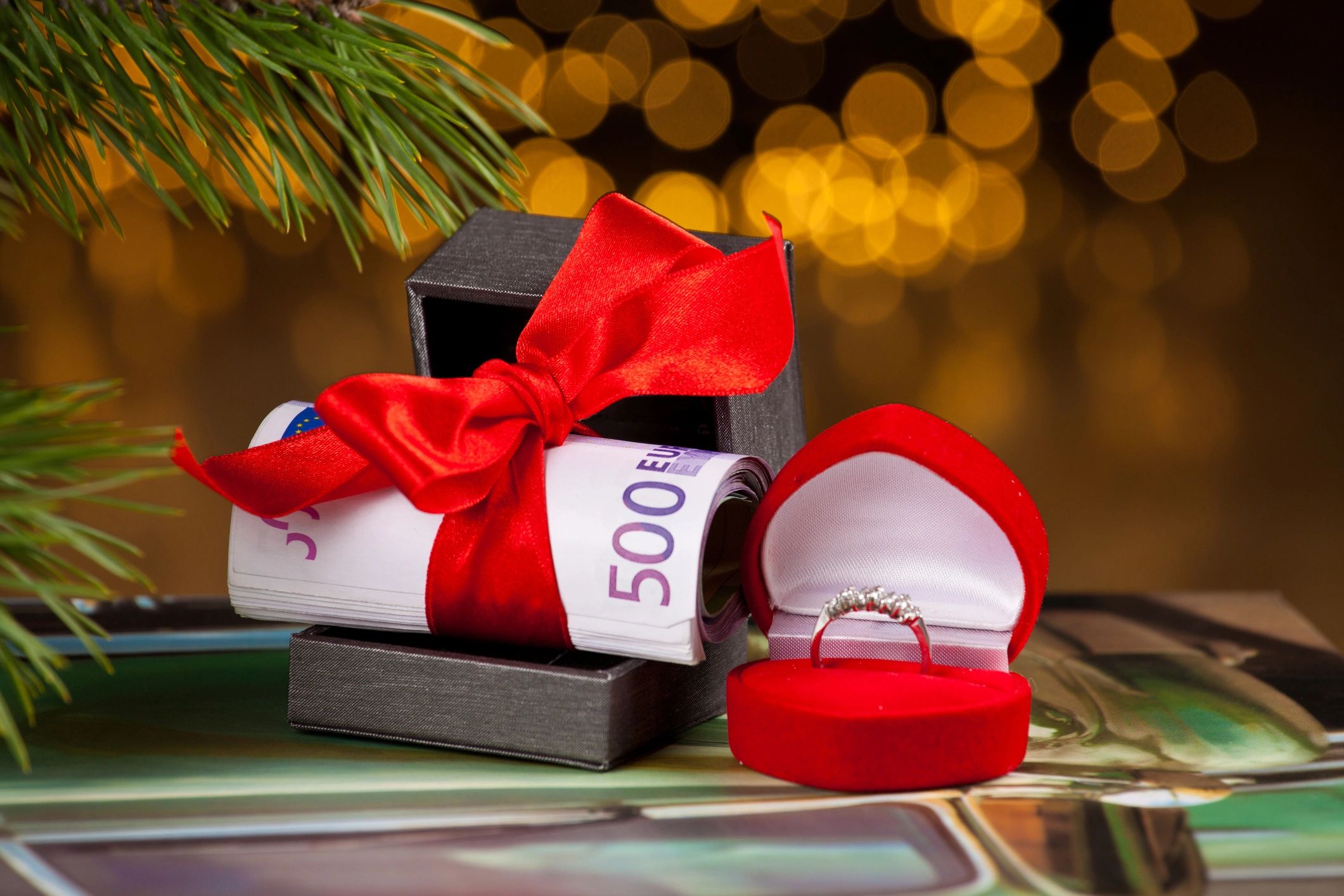 Corporate gift box with ribbon
